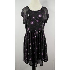 Hot Topic Fit & Flare Dress Womens Sz S M Celestial Whimsigoth Mystical Mesh